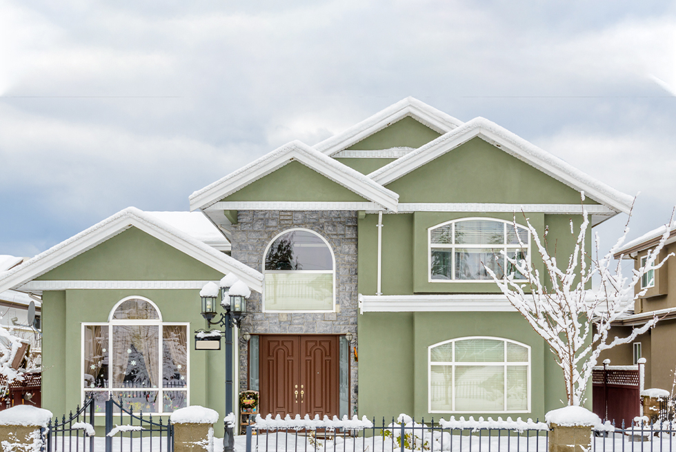 House exterior in winter House exterior in winter