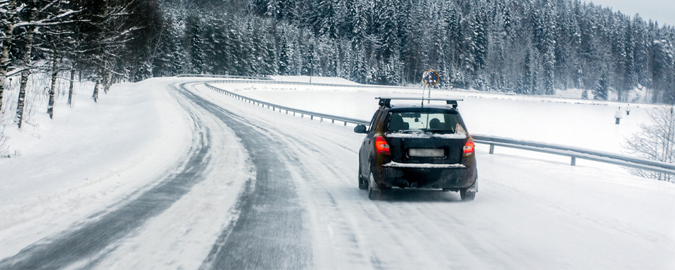 Car driving in winter conditions