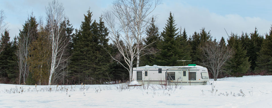 Recreational vehicle parked at scenic location